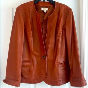 Talbots Women's Leather Jacket - Rich Brown